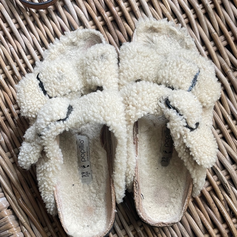 Papillio Cream Fuzzy Slip-Ons